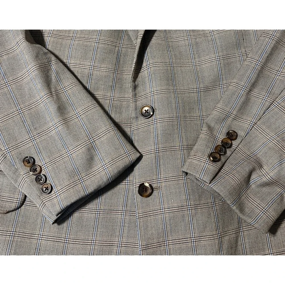 Brooks Brothers Fitzgerald Fit Tan Plaid 100% Wool Blazer Size 48R‎
